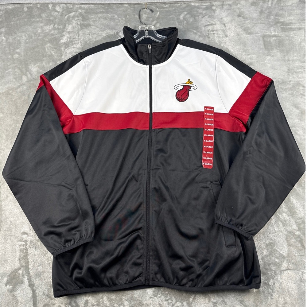 NBA Miami Heat Track Jacket Mens XL G-III Black White Red Full Zip NWT